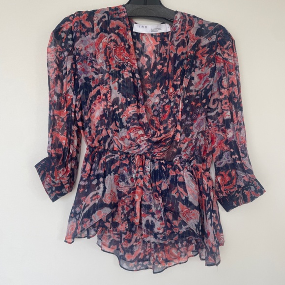 IRO Saola Floral Blouse Multi Medium Size 0-2 French size 34 - Picture 3 of 7